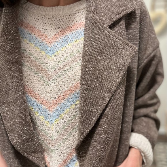 The Chevron Striped Light Knit Sweater / Cotton Blend Long Sleeve - Picture 8 of 9